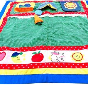 VTG 1985 Playskool Fold N Go Baby Activity Quilt 30" Play Mat Mirror Sun Moon